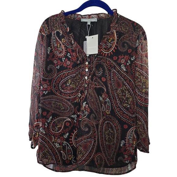 Daniel Rainn Chiffon Paisley Smocked Blouse Size Small NWT - Picture 1 of 10